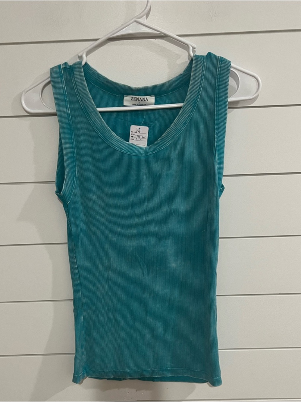 Zenana Outfitters Teal Ribbed Scoop Neck Tank